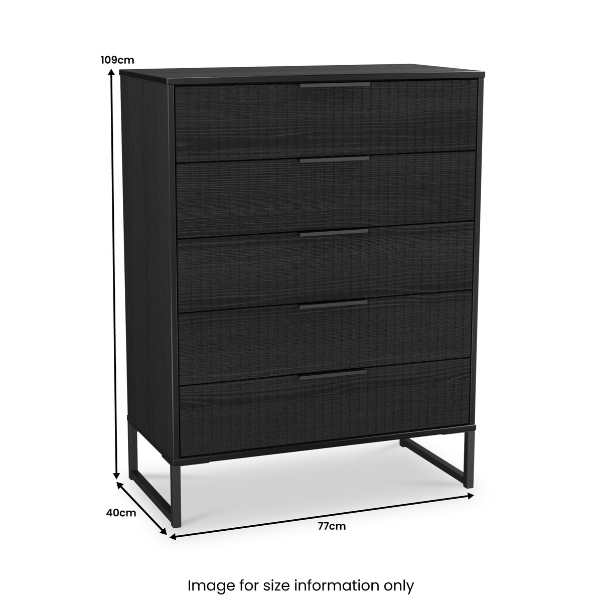 Callo Fluted 5 Drawer Chest Matt Black from Roseland Furniture