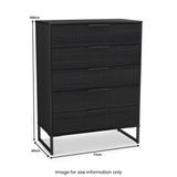 Callo Fluted 5 Drawer Chest Matt Black from Roseland Furniture