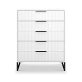 Callo Fluted 5 Drawer Chest Matt White from Roseland Furniture