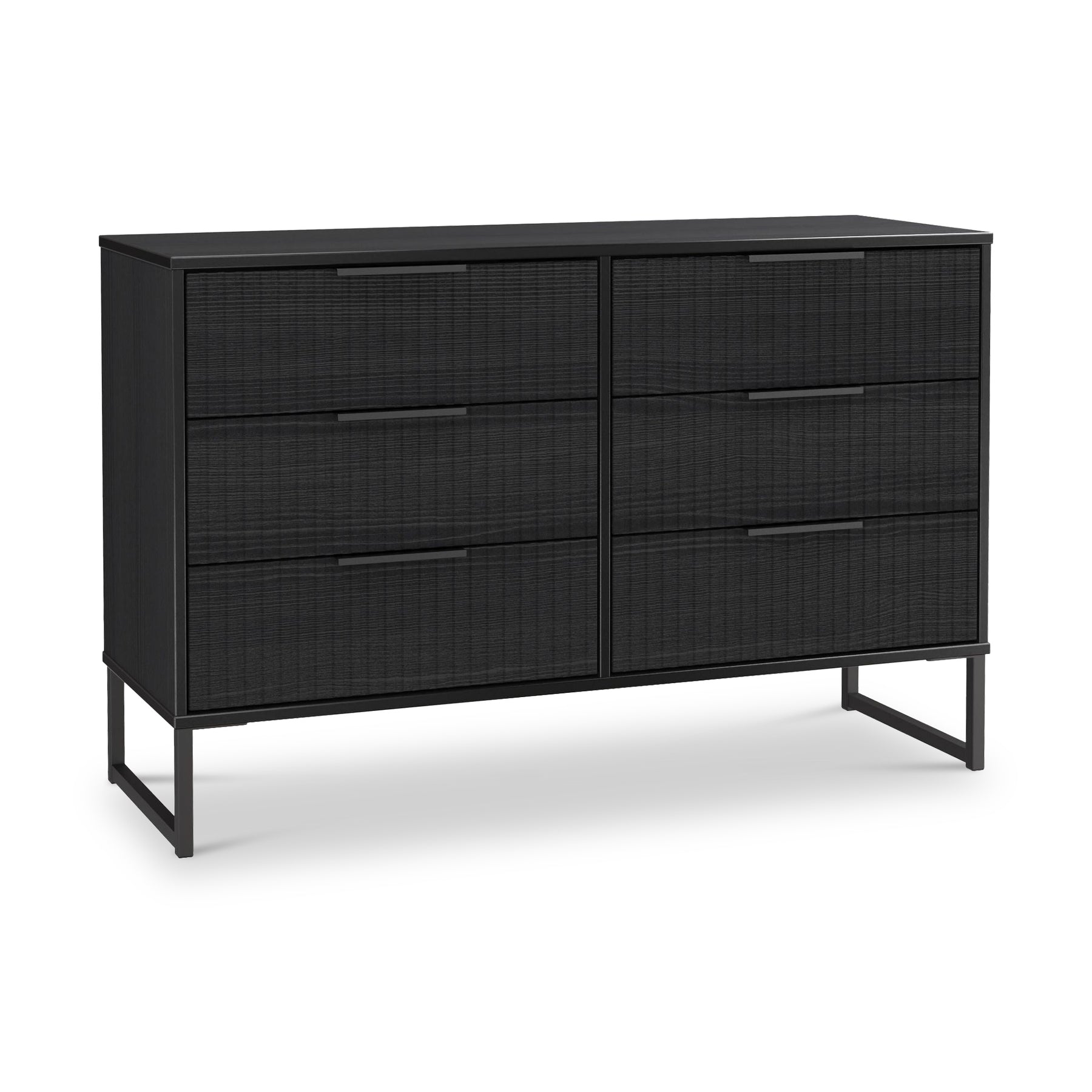Callo Fluted 6 Drawer Wide Chest Matt Black from Roseland Furniture