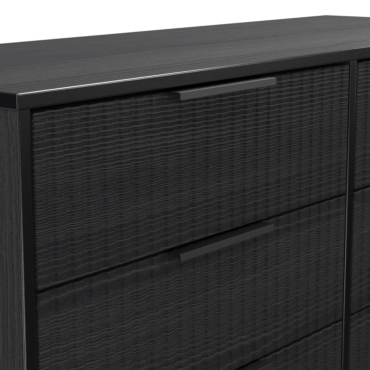 Callo Fluted 6 Drawer Wide Chest Matt Black from Roseland Furniture