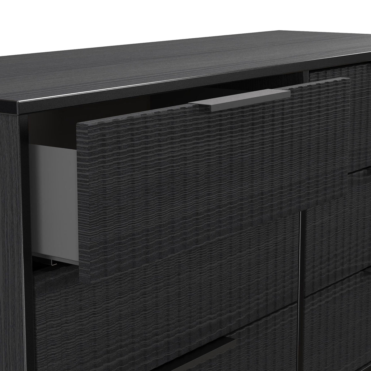 Callo Fluted 6 Drawer Wide Chest Matt Black from Roseland Furniture