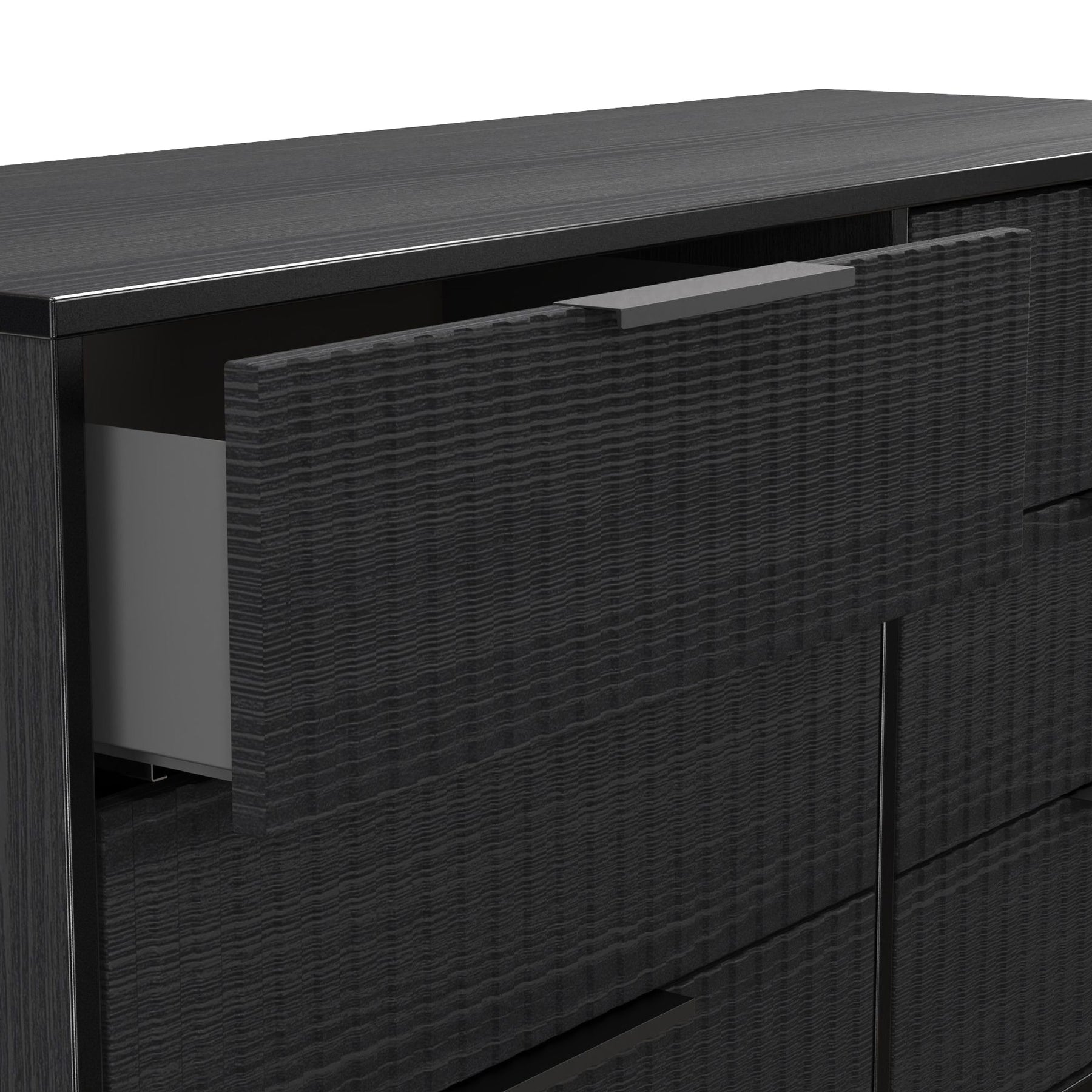Callo Fluted 6 Drawer Wide Chest Matt Black from Roseland Furniture