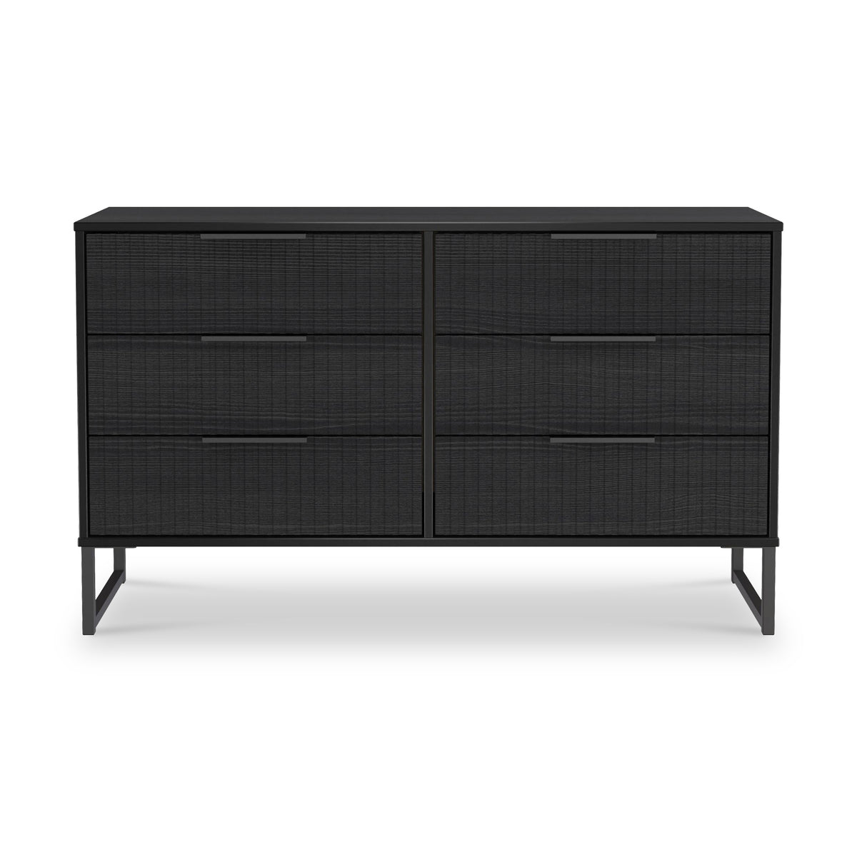Callo Fluted 6 Drawer Wide Chest Matt Black from Roseland Furniture