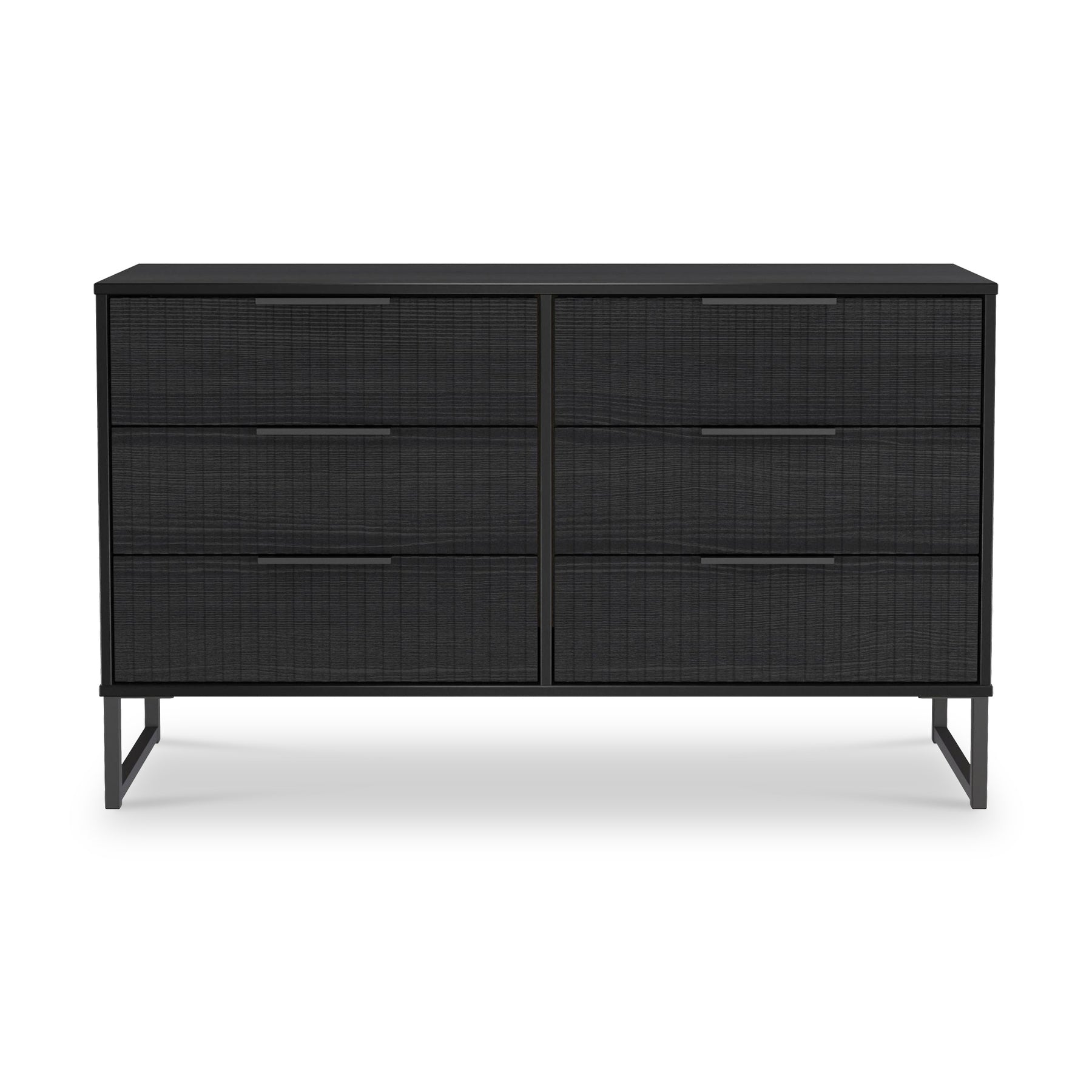 Callo Fluted 6 Drawer Wide Chest Matt Black from Roseland Furniture