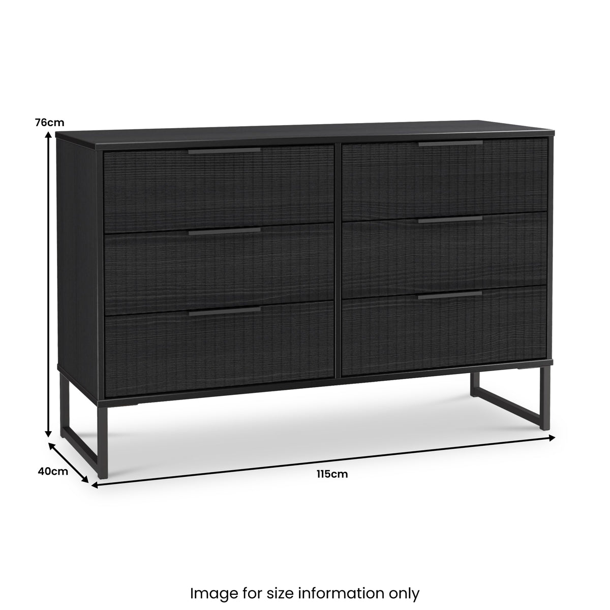 Callo Fluted 6 Drawer Wide Chest Matt Black from Roseland Furniture