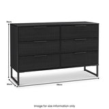 Callo Fluted 6 Drawer Wide Chest Matt Black from Roseland Furniture