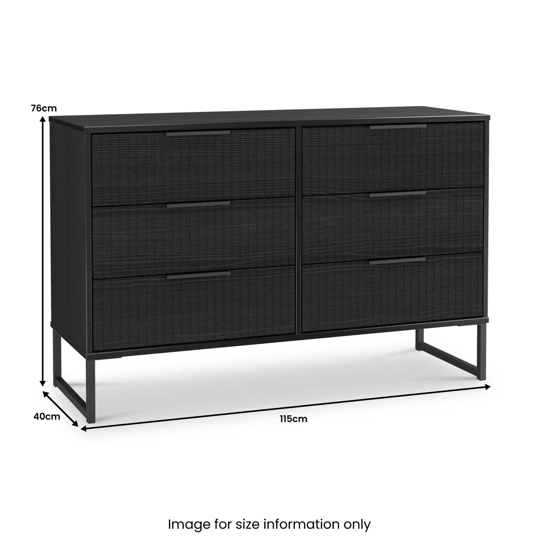Callo Fluted 6 Drawer Wide Chest Matt Black from Roseland Furniture
