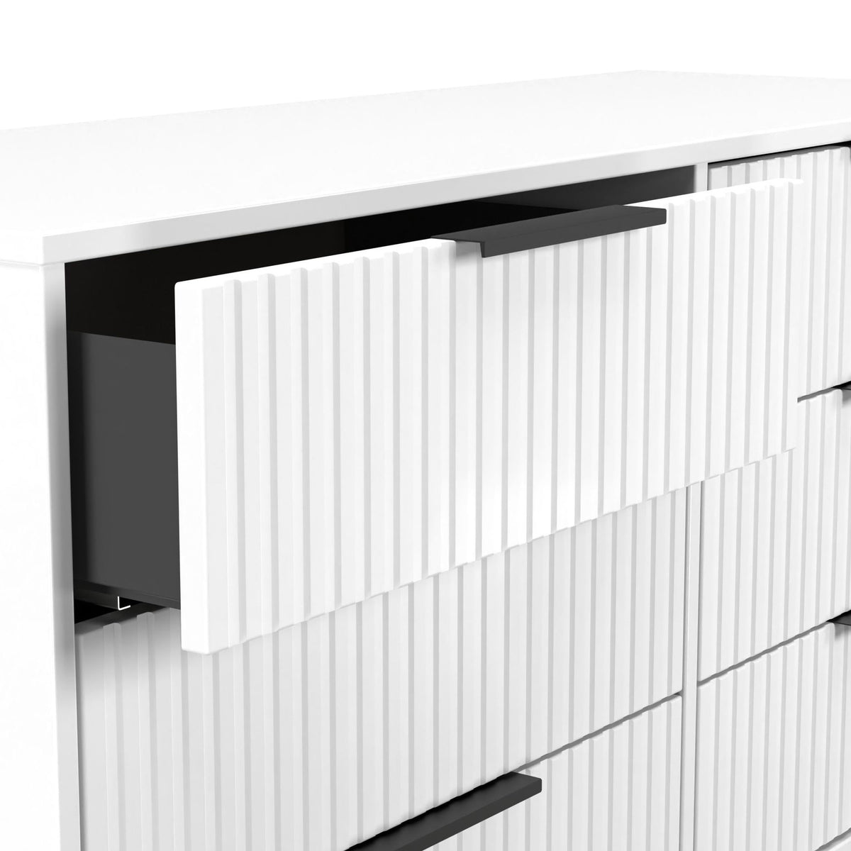 Callo Fluted 6 Drawer Wide Chest Matt White from Roseland Furniture
