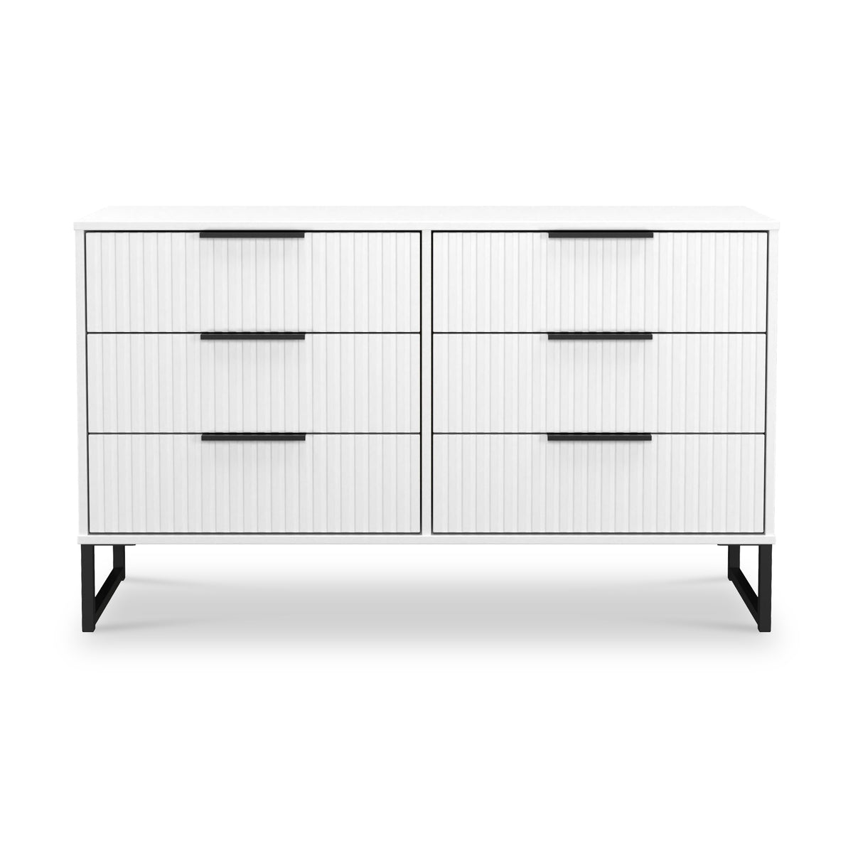 Callo Fluted 6 Drawer Wide Chest Matt White from Roseland Furniture