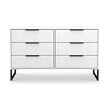 Callo Fluted 6 Drawer Wide Chest Matt White from Roseland Furniture