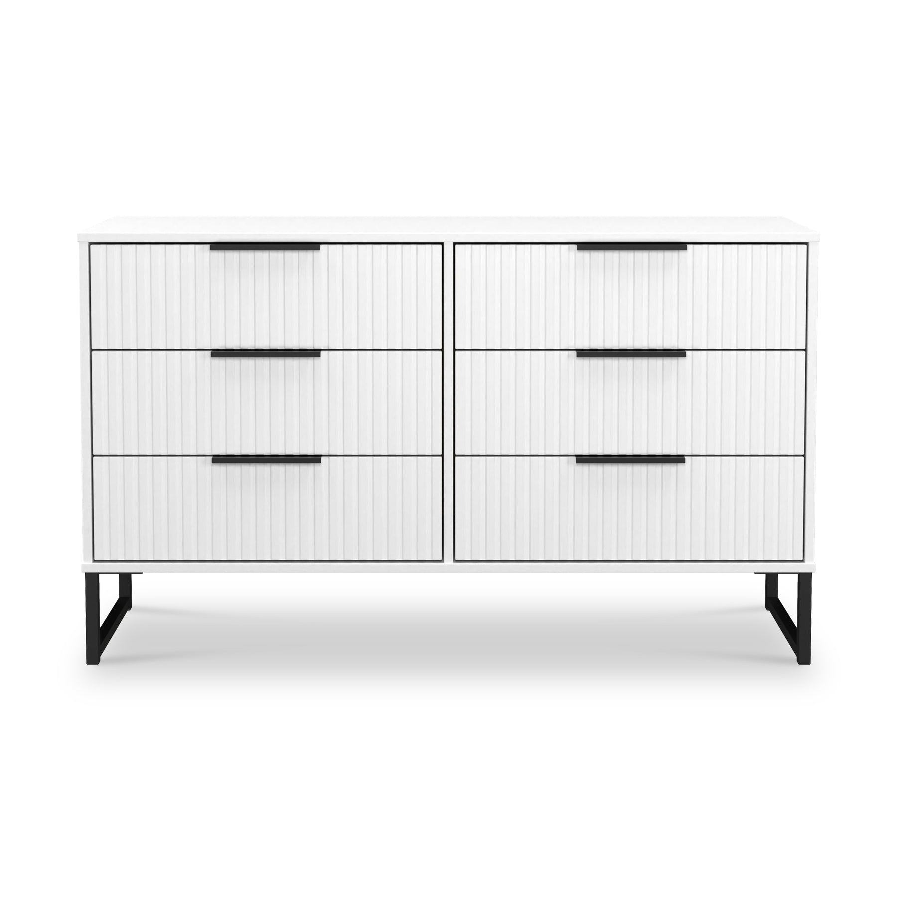 Callo Fluted 6 Drawer Wide Chest Matt White from Roseland Furniture