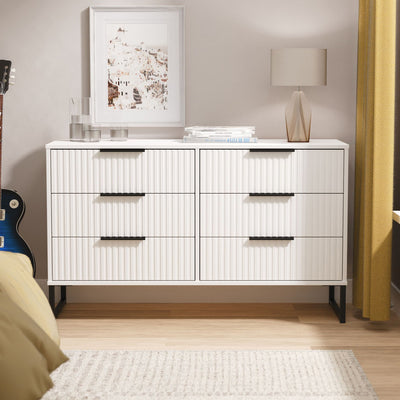 Callo Fluted 6 Drawer Wide Chest