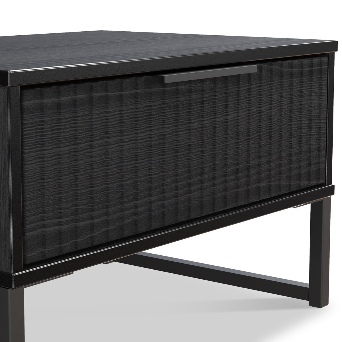Callo Fluted 1 Draw Wide Side Table Matt Black from Roseland Furniture