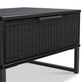 Callo Fluted 1 Draw Wide Side Table Matt Black from Roseland Furniture