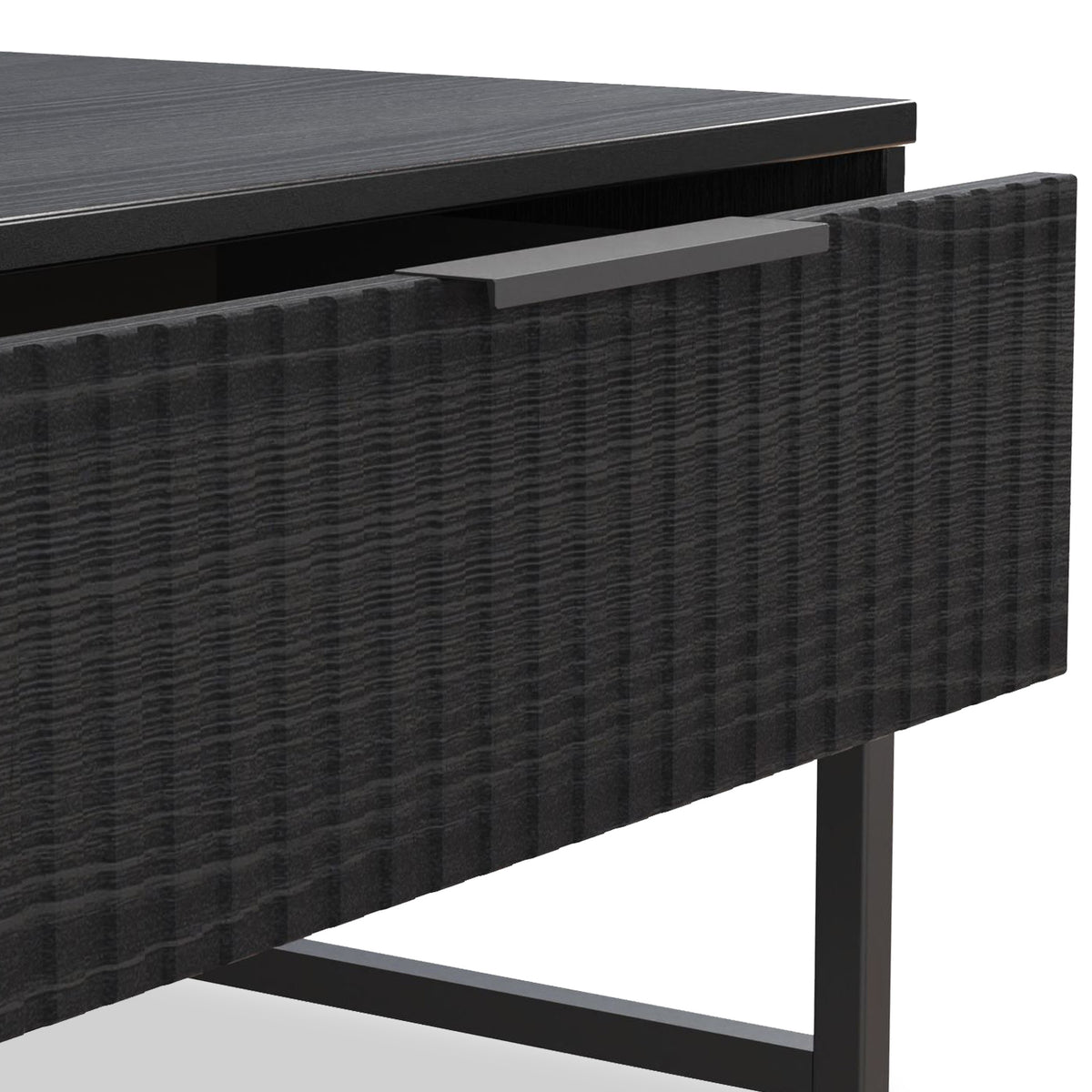 Callo Fluted 1 Draw Wide Side Table Matt Black from Roseland Furniture