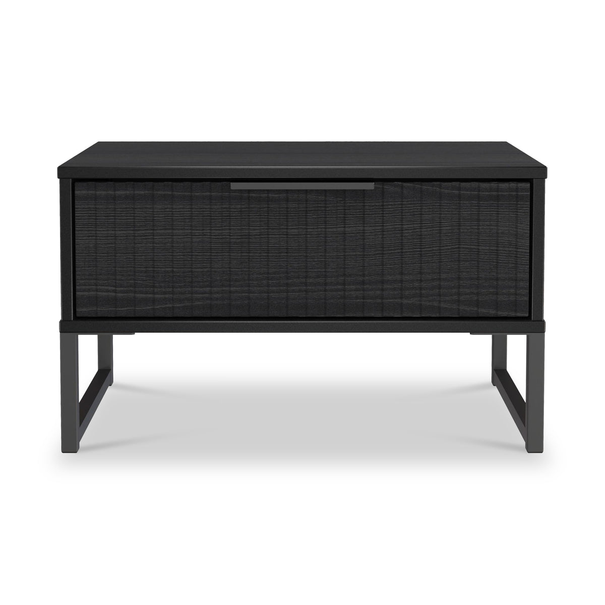 Callo Fluted 1 Draw Wide Side Table Matt Black from Roseland Furniture