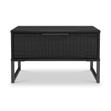 Callo Fluted 1 Draw Wide Side Table Matt Black from Roseland Furniture