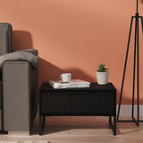 Callo Fluted 1 Draw Wide Side Table Matt Black from Roseland Furniture
