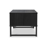 Callo Fluted 1 Draw Wide Side Table Matt Black from Roseland Furniture
