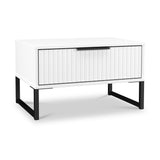 Callo Fluted 1 Draw Wide Side Table Matt White from Roseland Furniture