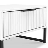 Callo Fluted 1 Draw Wide Side Table Matt White from Roseland Furniture
