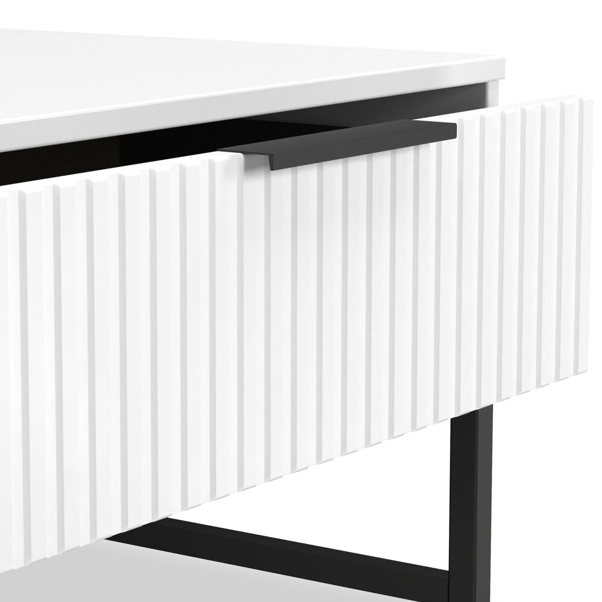 Callo Fluted 1 Draw Wide Side Table Matt White from Roseland Furniture