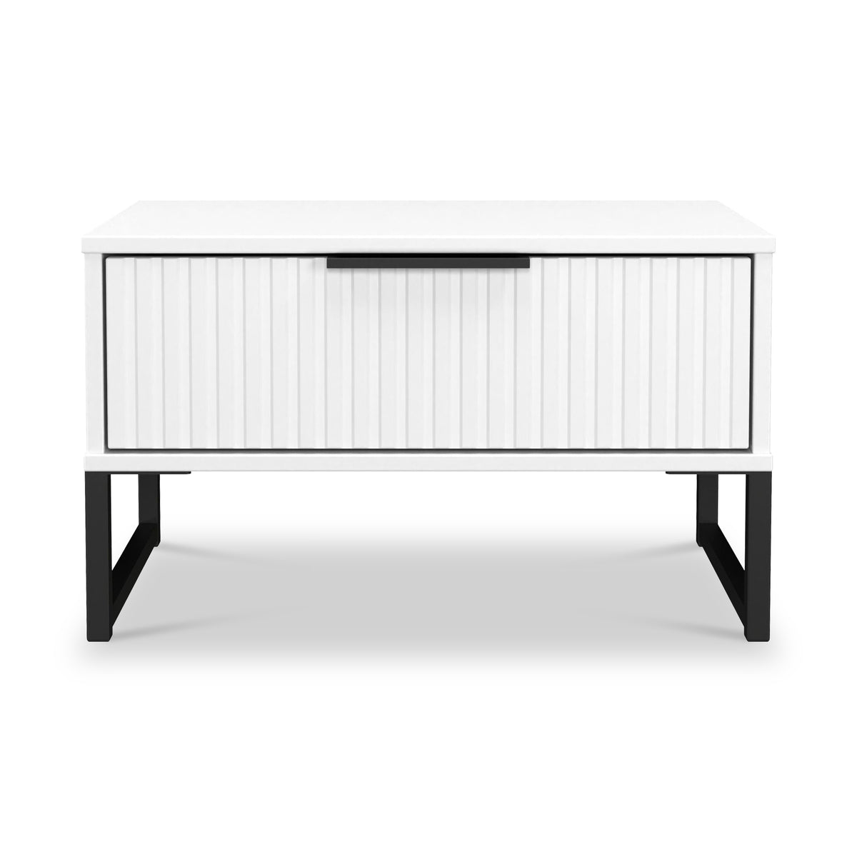 Callo Fluted 1 Draw Wide Side Table Matt White from Roseland Furniture