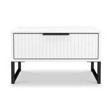Callo Fluted 1 Draw Wide Side Table Matt White from Roseland Furniture