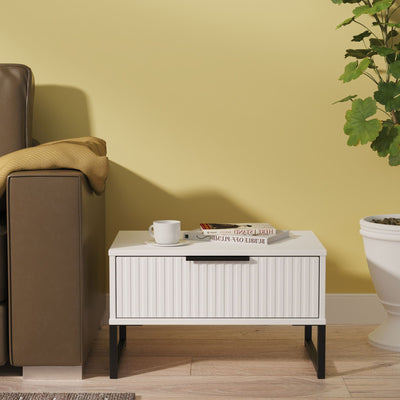 Callo Fluted 1 Drawer Wide Side Table