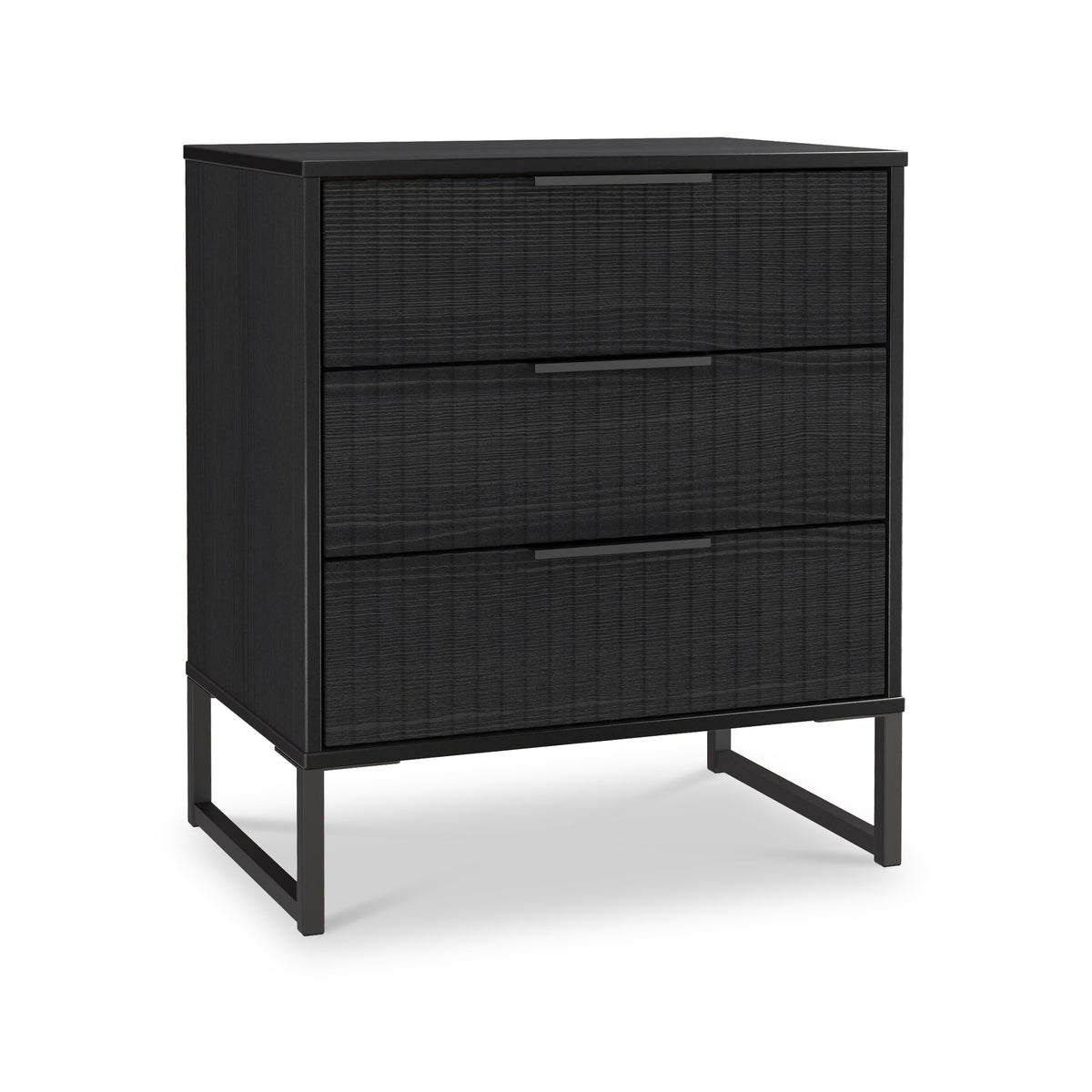 Callo Fluted 3 Drawer Chest Matt Black from Roseland Furniture