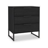 Callo Fluted 3 Drawer Chest Matt Black from Roseland Furniture