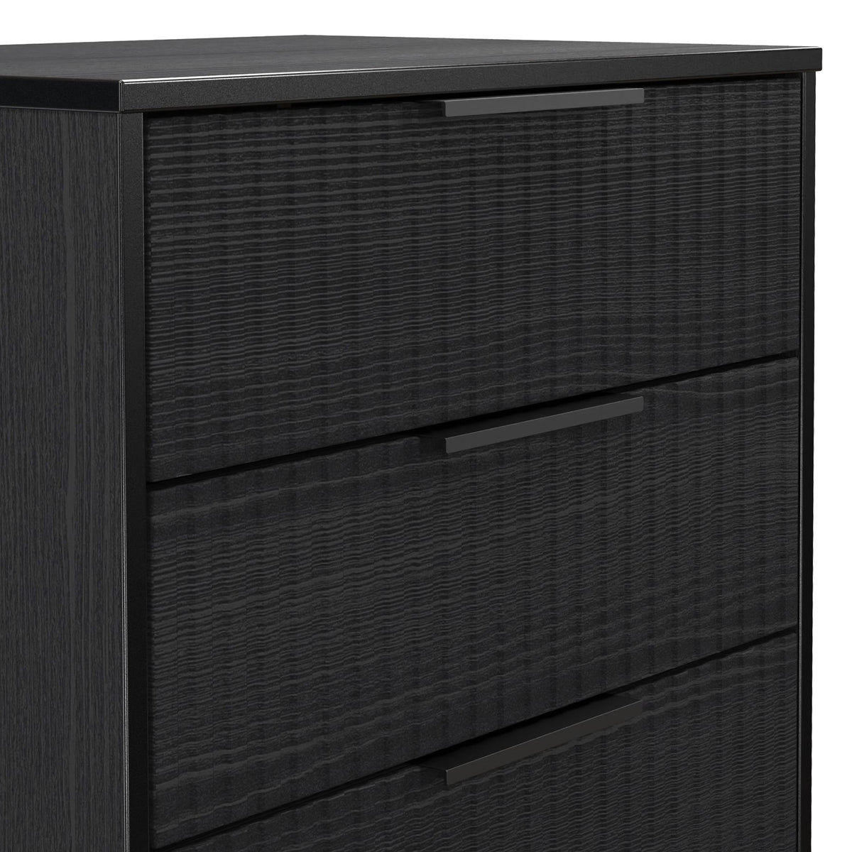 Callo Fluted 3 Drawer Chest Matt Black from Roseland Furniture