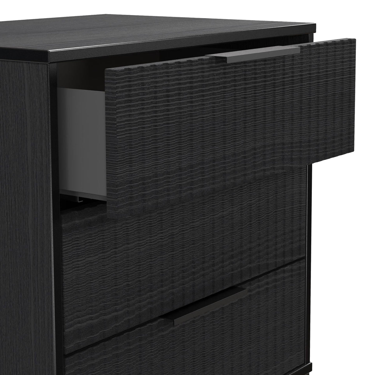 Callo Fluted 3 Drawer Chest Matt Black from Roseland Furniture