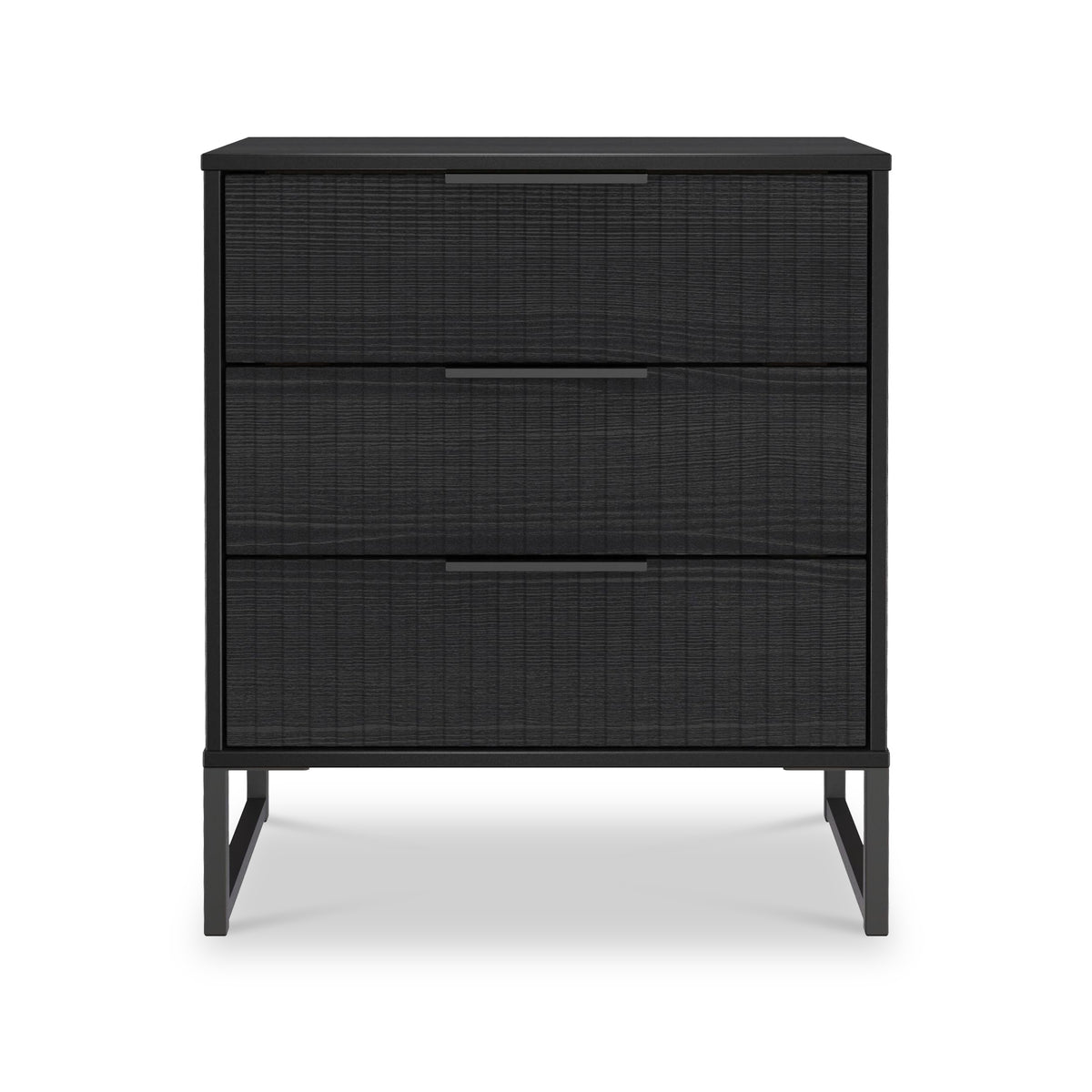 Callo Fluted 3 Drawer Chest Matt Black from Roseland Furniture
