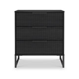 Callo Fluted 3 Drawer Chest Matt Black from Roseland Furniture