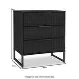 Callo Fluted 3 Drawer Chest Matt Black from Roseland Furniture