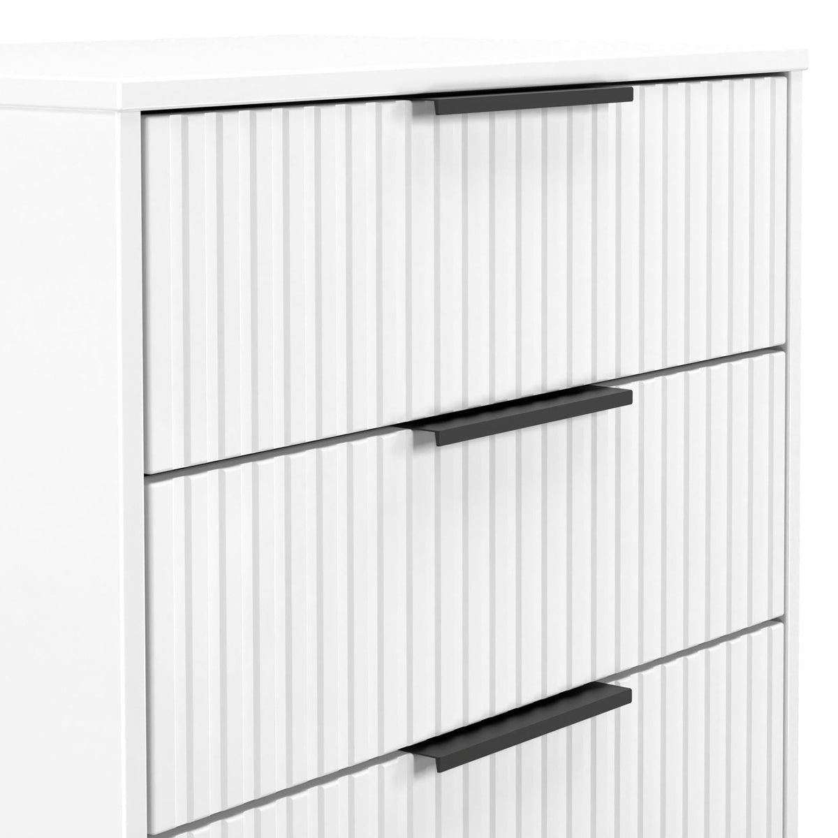 Callo Fluted 3 Drawer Chest Matt White from Roseland Furniture