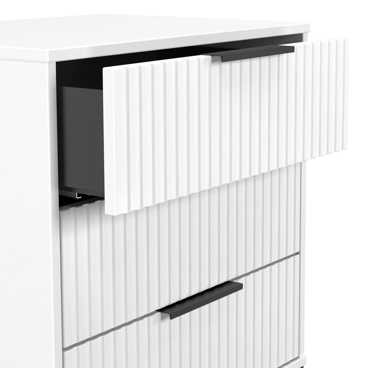 Callo Fluted 3 Drawer Chest Matt White from Roseland Furniture