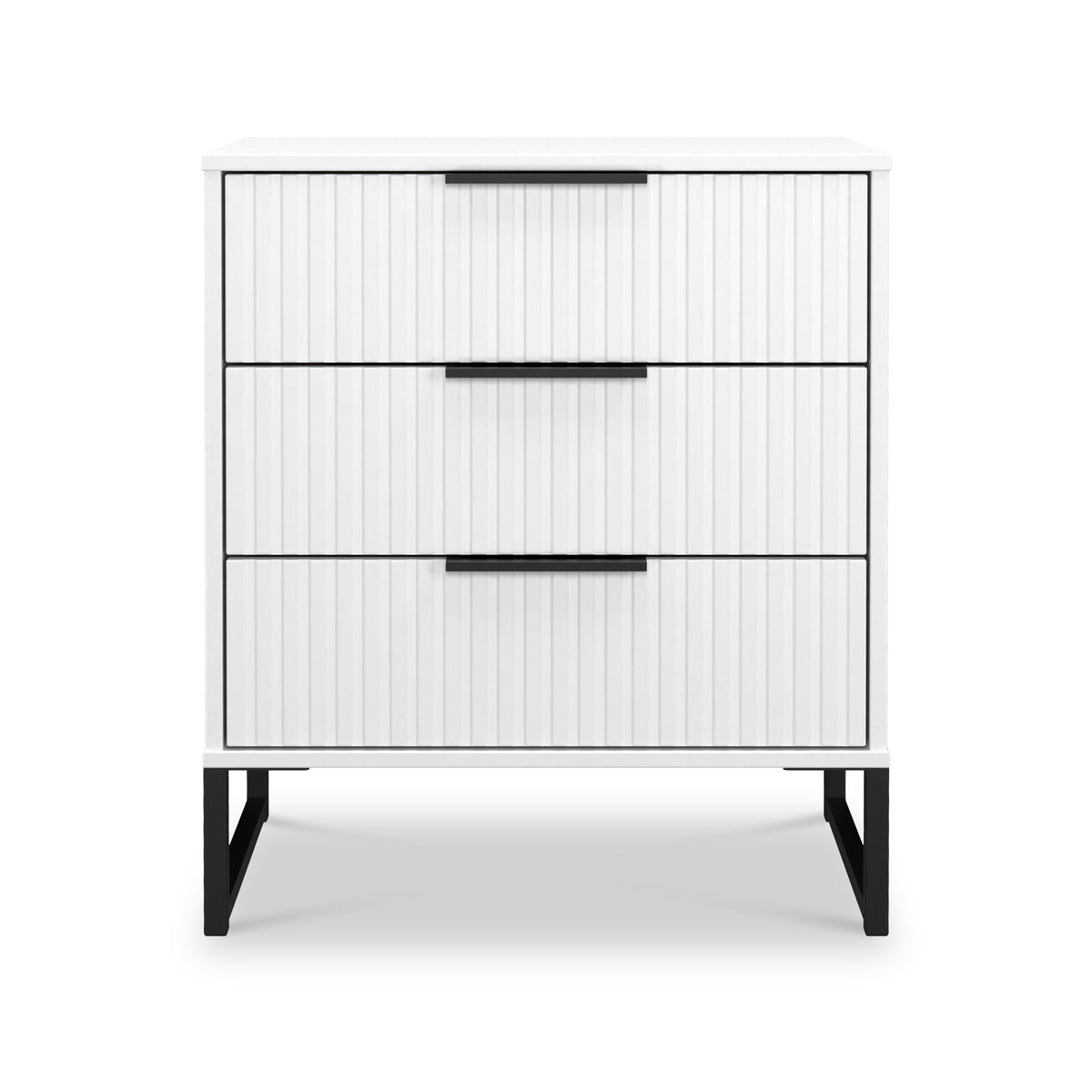 Callo Fluted 3 Drawer Chest Matt White from Roseland Furniture