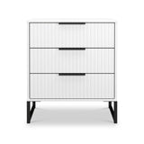 Callo Fluted 3 Drawer Chest Matt White from Roseland Furniture