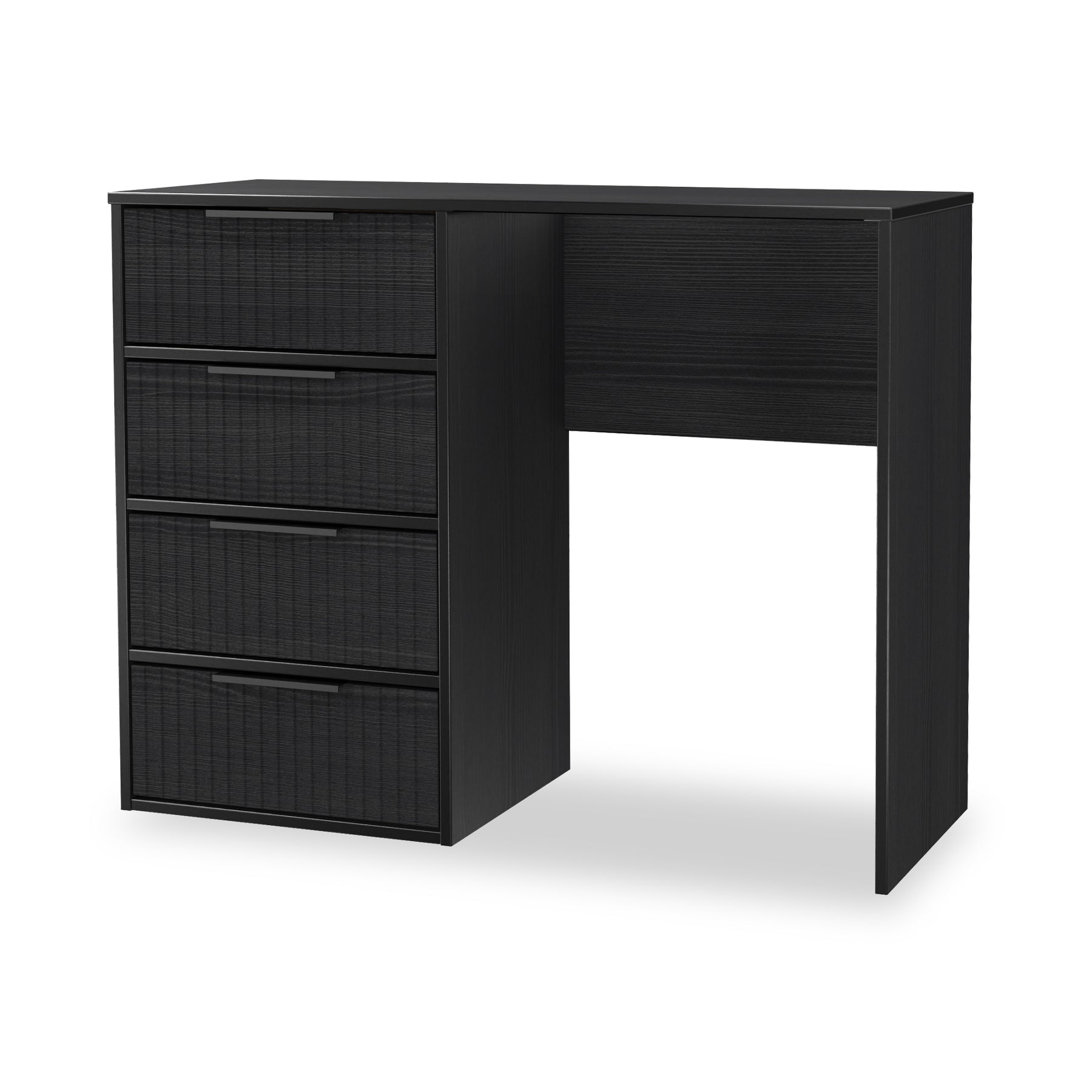 Callo Fluted 4 Drawer Dressing Table Matt Black from Roseland Furniture