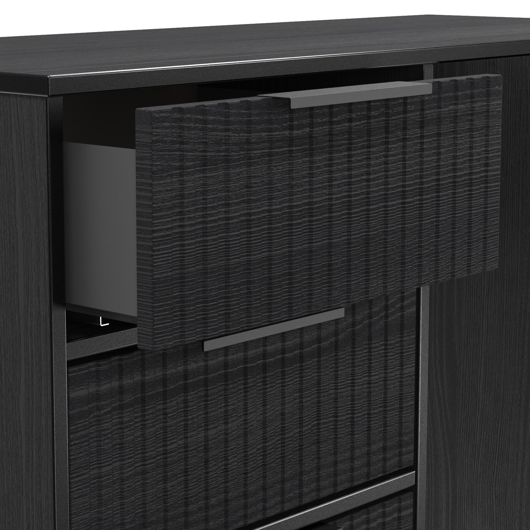 Callo Fluted 4 Drawer Dressing Table Matt Black from Roseland Furniture