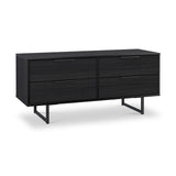 Callo Fluted 4 Drawer Low Storage Unit Matt Black from Roseland Furniture