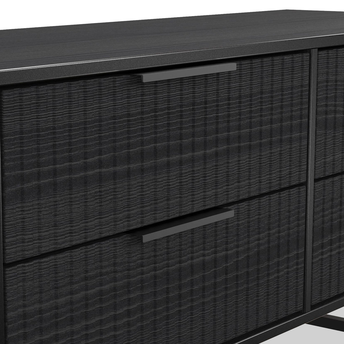 Callo Fluted 4 Drawer Low Storage Unit Matt Black from Roseland Furniture
