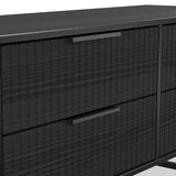 Callo Fluted 4 Drawer Low Storage Unit Matt Black from Roseland Furniture