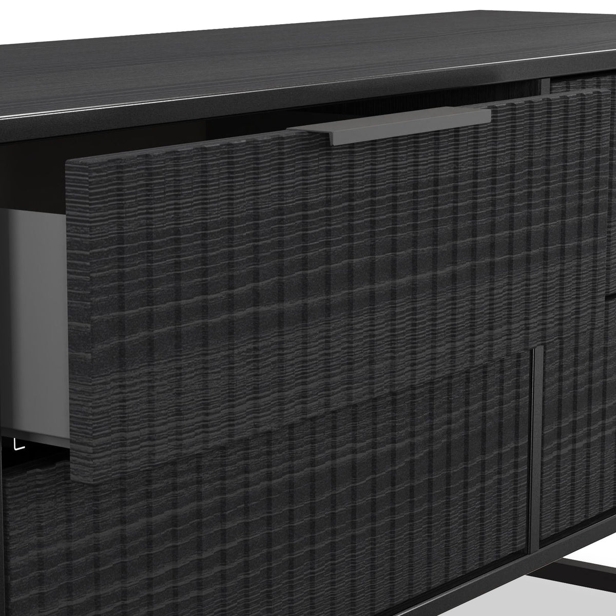 Callo Fluted 4 Drawer Low Storage Unit Matt Black from Roseland Furniture