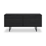Callo Fluted 4 Drawer Low Storage Unit Matt Black from Roseland Furniture