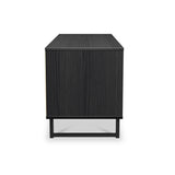 Callo Fluted 4 Drawer Low Storage Unit Matt Black from Roseland Furniture