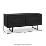 Callo Fluted 4 Drawer Low Storage Unit Matt Black from Roseland Furniture